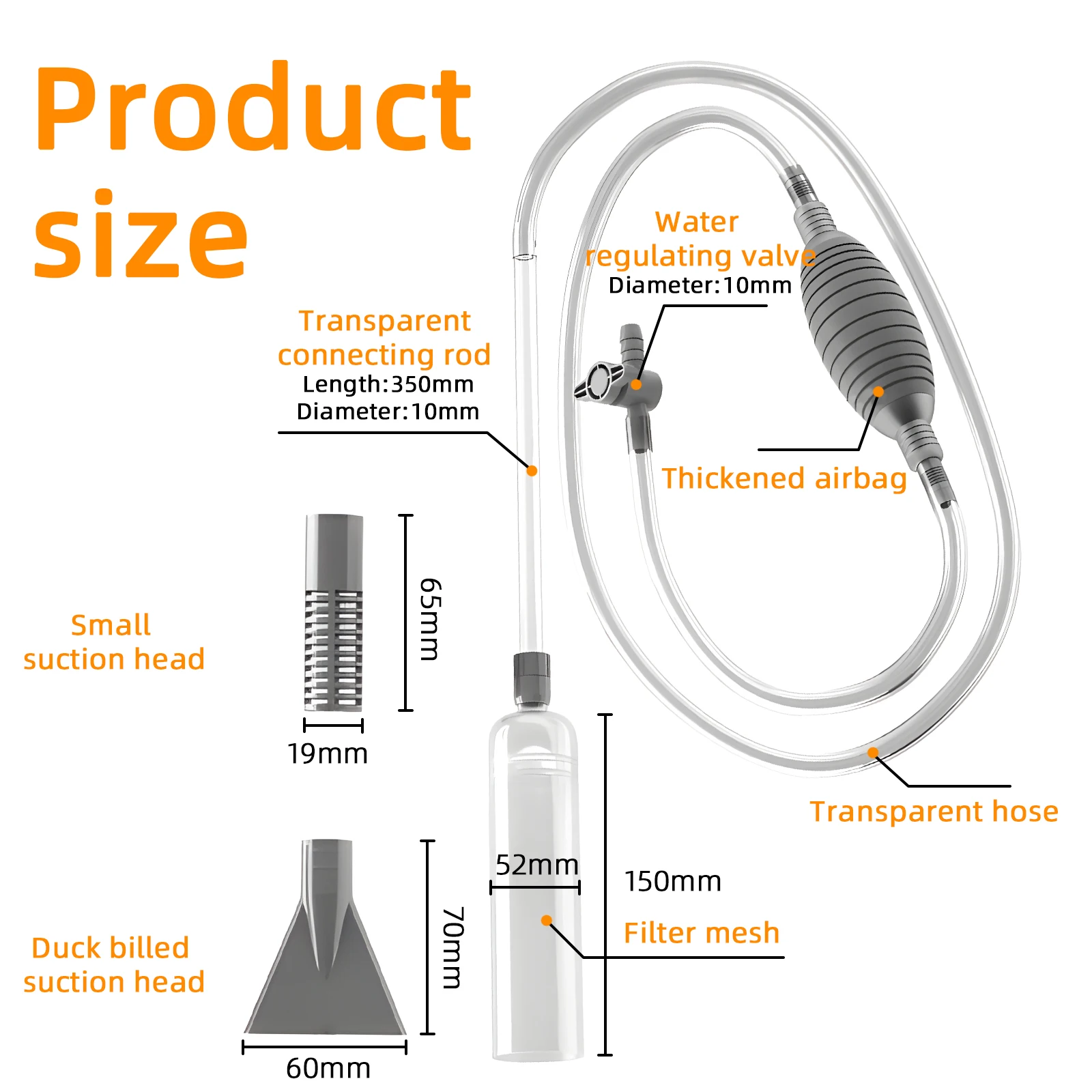 Wolinpet аквариумный Сифон Пылесос для очистки аквариума гравия и песка
