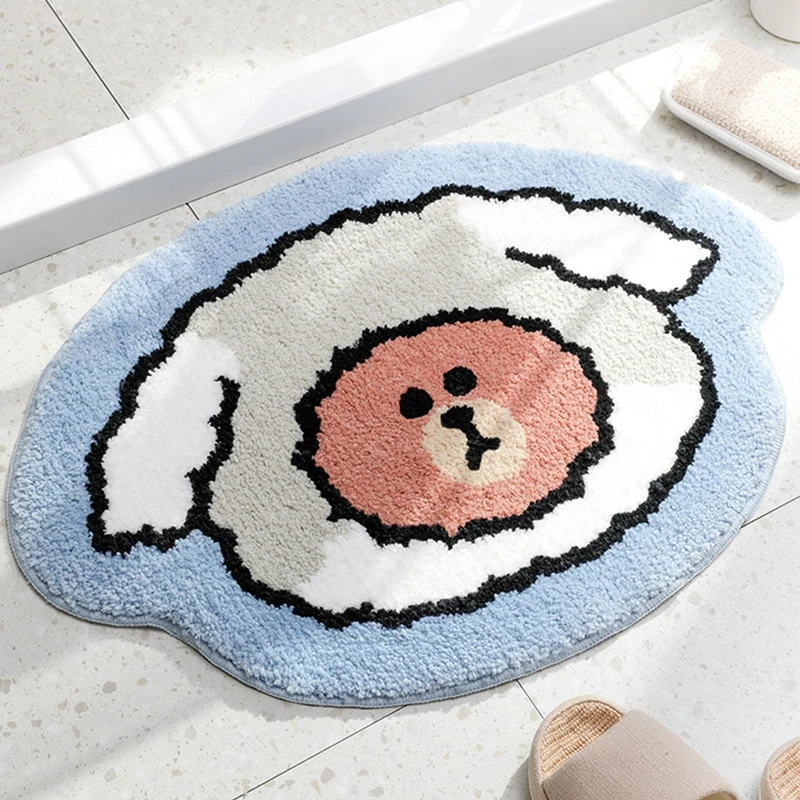 

Мягкий ворсистый коврик с мультяшным медведем, коврик для ванной, душа, туалета, впитывающий воду, коврик для входной двери, нескользящий ко...