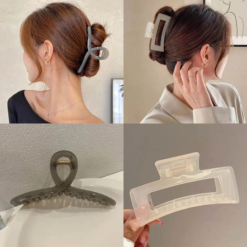 

Korean Acrylic Curling Hair Claw For Women 2022 Girls Super Large Hair Claw Simple Shark Clip Hairpin Headdress Hair Accessories