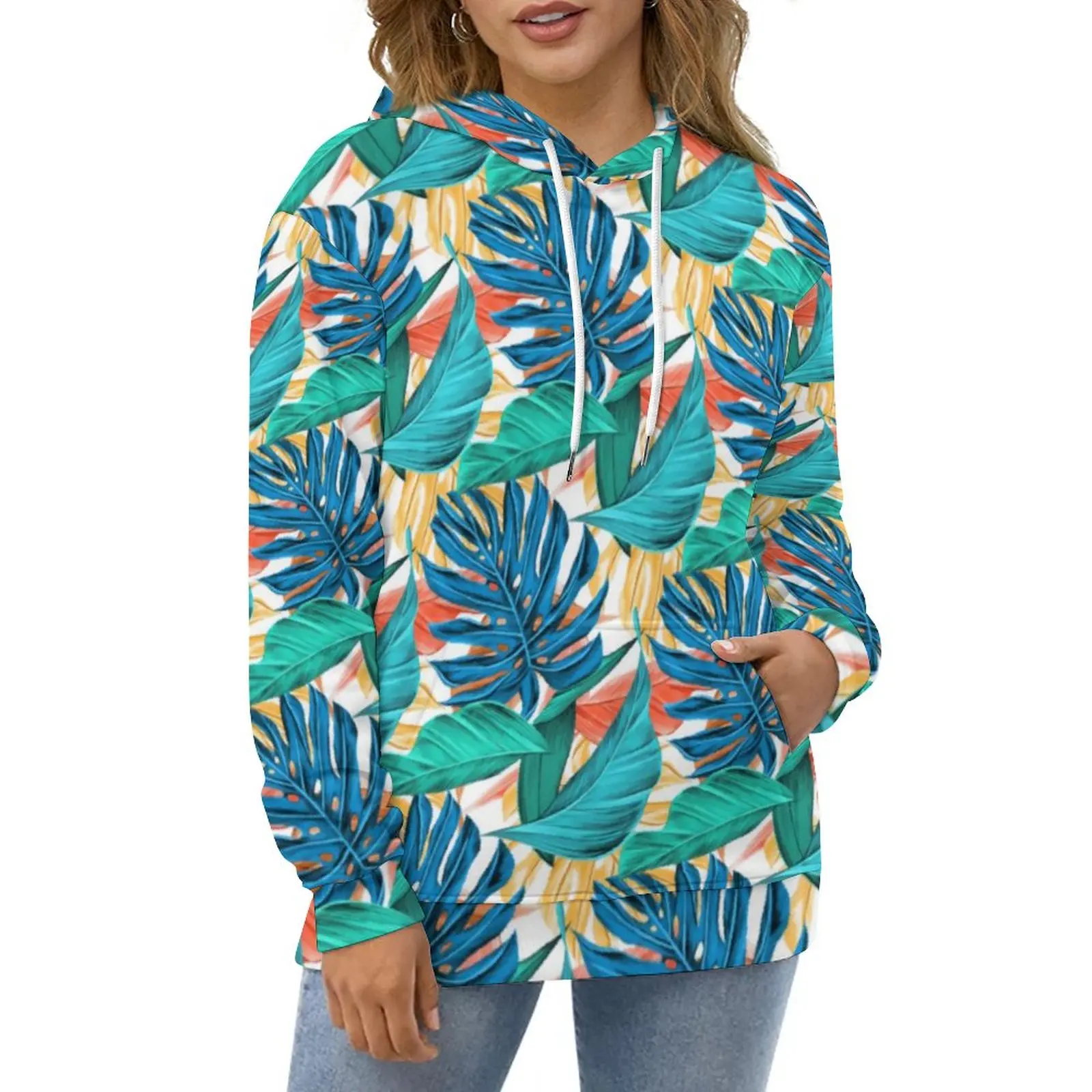

Exotic Tropical Leaves Hoodies Long-Sleeve Funny Casual Pullover Hoodie Winter Harajuku Oversized Graphic Loose Sweatshirts