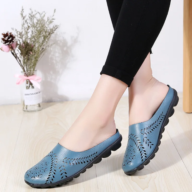 2023 New Low Heels Slippers For Women Round Toe Flat Ladies Shoes Fashion Designer Comfortable Outdoor Female Casual Sandals