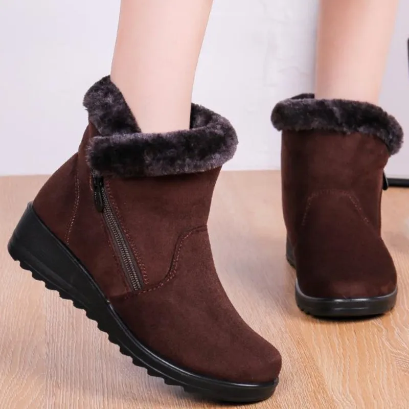 

Женские нескользящие лоферы на молнии, теплые плюшевые ботильоны, Повседневная Удобная обувь на плоской подошве, для зимы