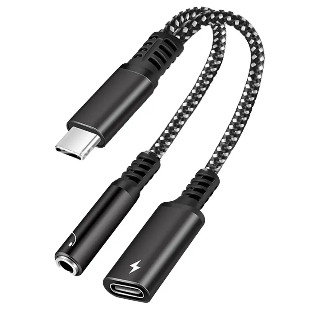 

Type-c To 3.5mm Headphone And Charger 2-in-1 Adapter 3.5mm Audio 60w Fast Charging Dual Interface Cable Compatible For Ipad2020