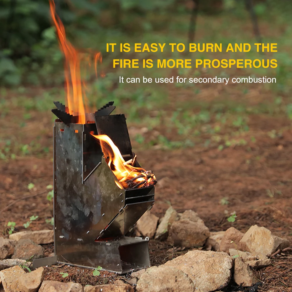 

Portable Firewood Stove Stainless Steel Outdoor Survival Camping Hiking Furnace Outdoor Camping Folding Wood Stove