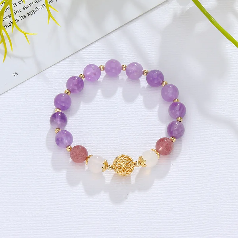 

Amethyst Quartz Bracelet For Women Reiki Lucky Wealth Natrual Stone Crystal Rose Quartz Beads Bracelet Bangle Crystal Jewelry