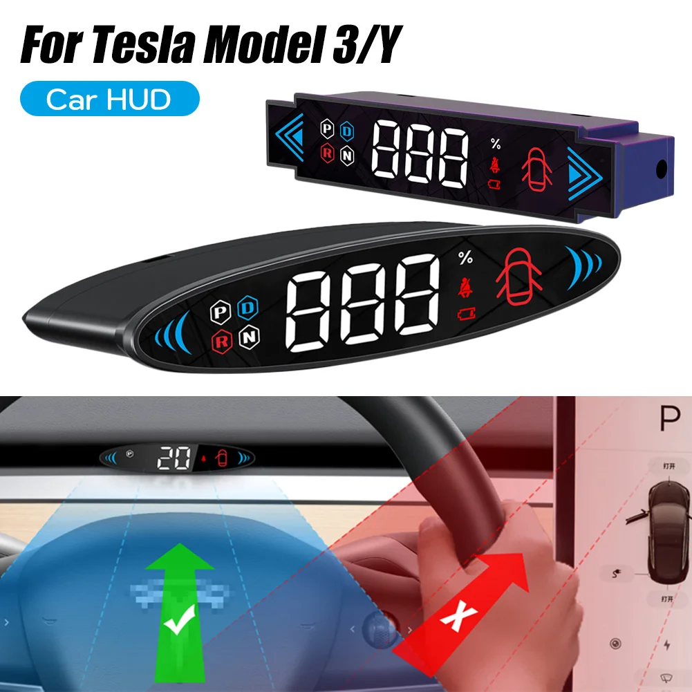 

For Tesla Model 3/Y 2019-2023 HUD Mini Hidden Head Up Display Embedded Design LCD Display HD Speedometer Easy Installation