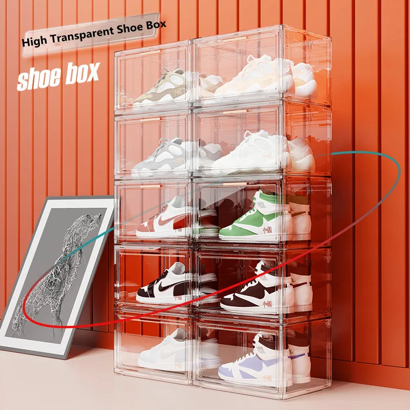 

Прозрачная утолщенная коробка для хранения в доме, обувь для спортзала, туфли на высоком каблуке, витрина, шкаф для обуви, сумка-Органайзер, коробка