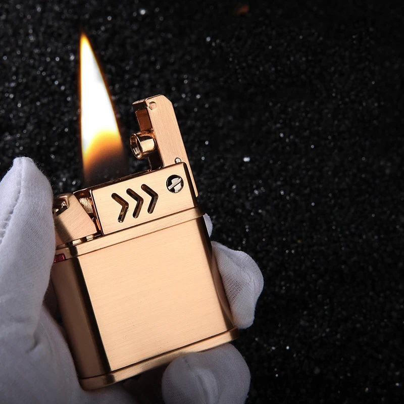 Metal Kerosene Creative Lighter Automatic Ignition Windproof Old-Fashioned Retro Design Cigar Cigarette Accessories Men's Gift