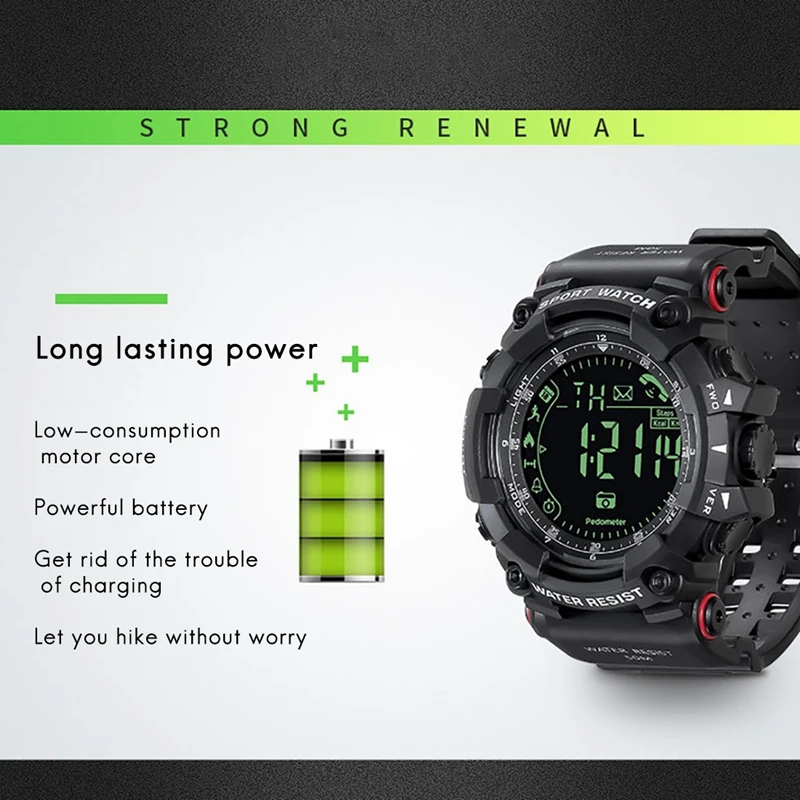 Мужские спортивные умные аналоговые наручные часы цифровые водонепроницаемые