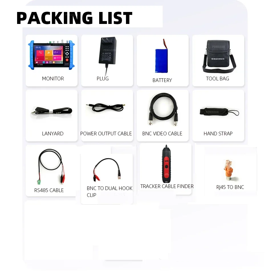 IPCX-ACT 7-дюймовый тестер видеонаблюдения H.265 4K 8MP TVI/CVI/AHD/CVBS/IPC Тестер камеры монитора