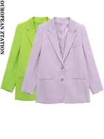 pailete women 2022 fashion front buttons straight blazer coat vintage long sleeve welt pockets female outerwear chic veste femme