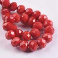 rondelle faceted czech crystal glass opaque red color 3mm 4mm 6mm 8mm 10mm 12mm 14mm loose spacer beads for jewelry making diy
