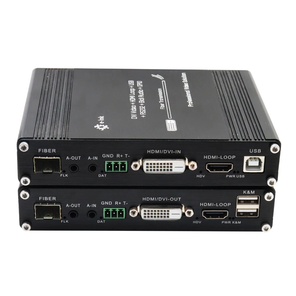 E-link DVI KVM волоконно-оптический приемопередатчик Rs232 DVI волоконный удлинитель с USB и двунаправленным аудио одиночный режим 20 км
