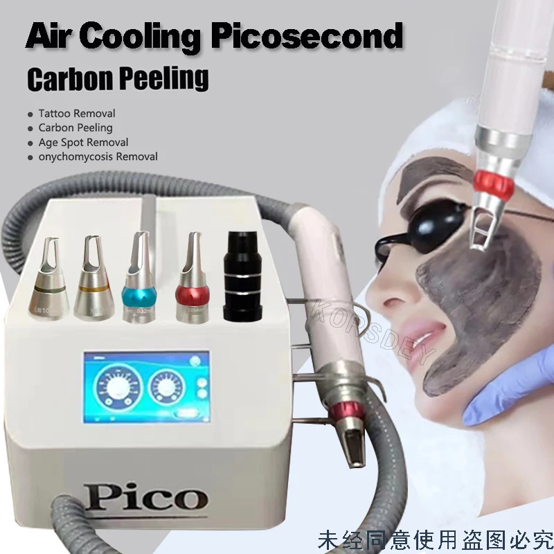 Non-invasive Air Cooling Laser Picosecond Long Pulse Painless 755nm 1064nm 1320nm Q Switch ND YAG  Tattoo Removal Machine