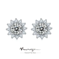 vinregem 925 sterling silver sunflower moissanite pass test diamond stud earrings jewelry for women anniversary gift wholesale