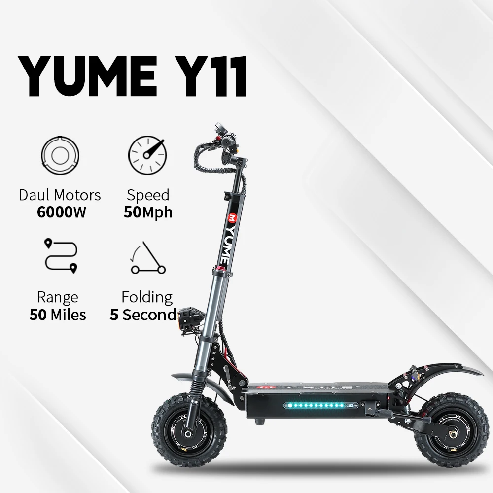 

YUME Y11 Best 6000W Folding Electric Kick Scooter 60V 11 Inch Wide Wheel Escooter For Adults Elektro Scooter With 2 Wheels