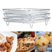 grill stand air fryer 3 layers stackable grill food stainless steel dehydrator rack home kitchen barbecue rack gadget tools