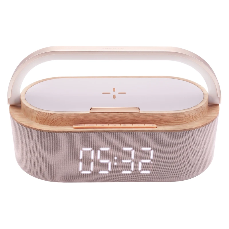 Digital Alarm Clock Radio With Bluetooth Speaker,Night Light, Wireless Charger, Dual Speaker,Adjustable Loud Alarm Sound