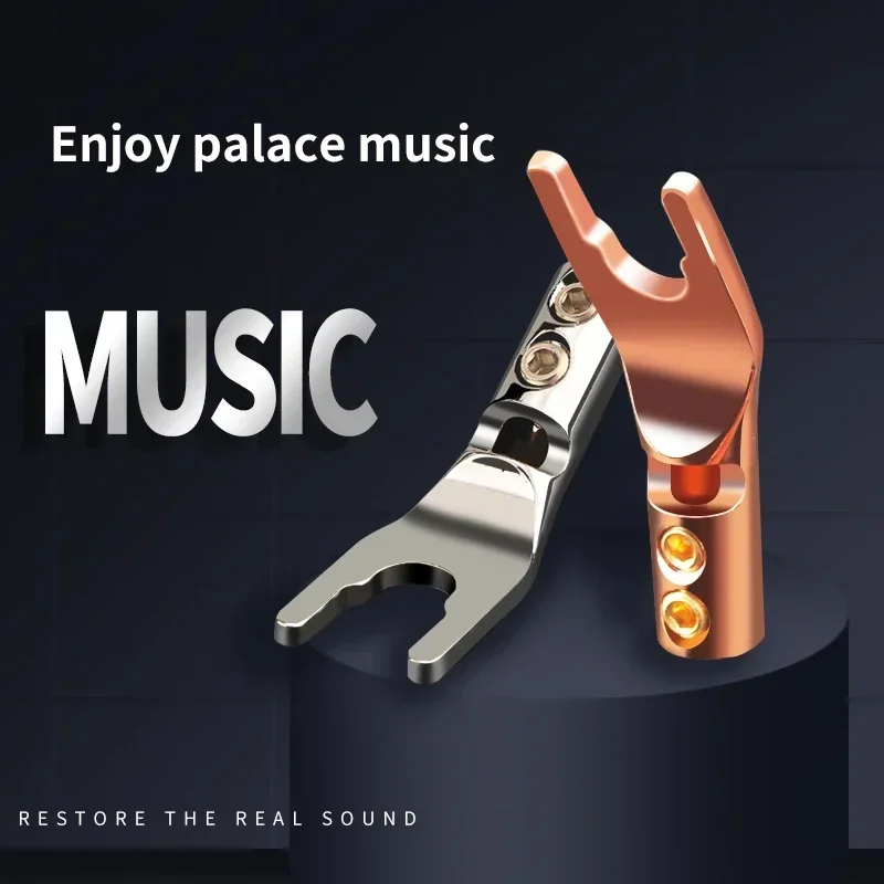 4 шт. U-образный разъем красная медь родиевое покрытие/позолоченный Y-образный Hi-Fi