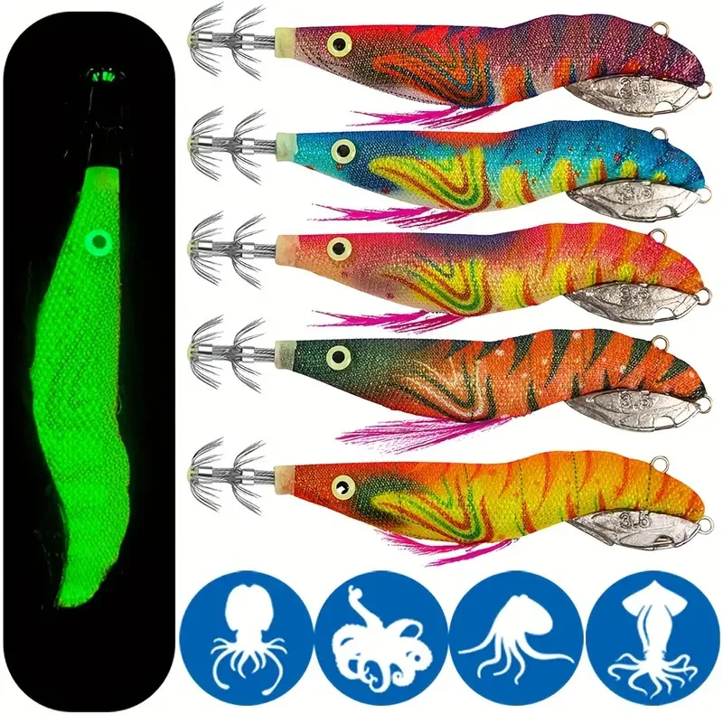 

Squid Lure Eging Jig Floating Fishing Lure Calamár Luminous Tificial Bait for Fishing Squid Octopus Pesca