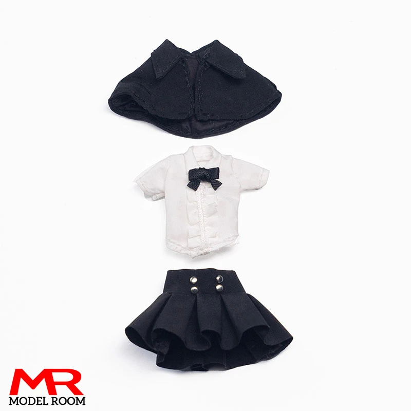 Набор одежды C017 1/12 для девочек рубашка с коротким рукавом короткая юбка шаль