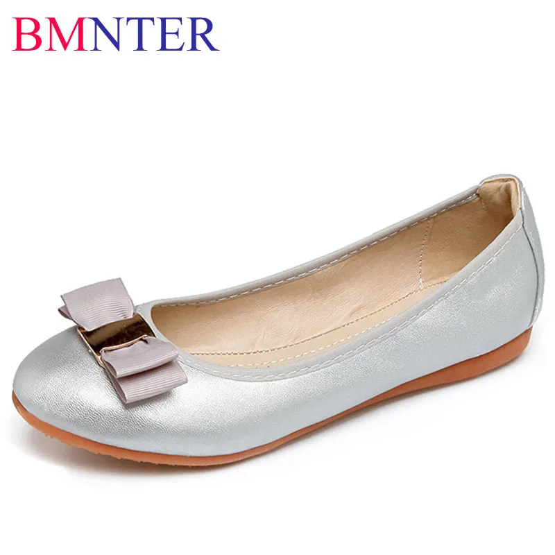 

Женские туфли на плоской подошве, с бантом