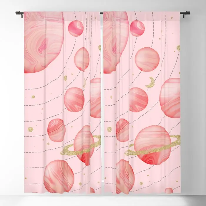 

Розовые затемняющие шторы на солнечной батарее, оконные занавески с 3D принтом для спальни, гостиной, декоративные оконные принадлежности