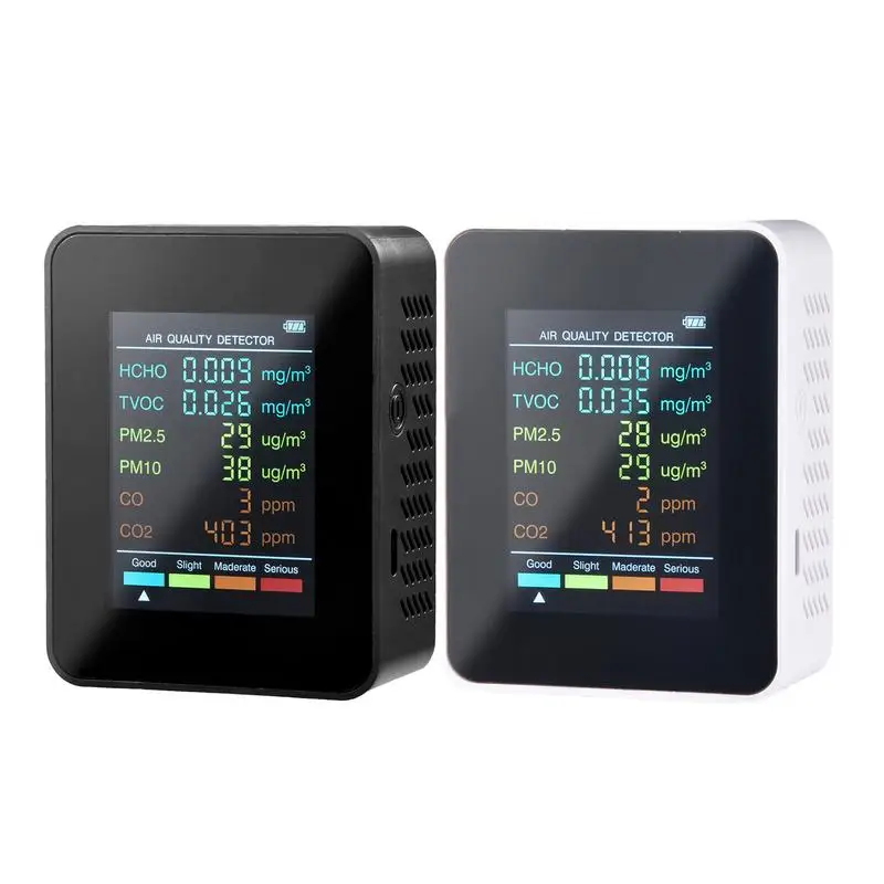 

Indoor Carbon Dioxide Monitor NDIR Sensor Air Quality Monitor USB Charger 6 in 1 Carbon Dioxide Detector TVOC Detector