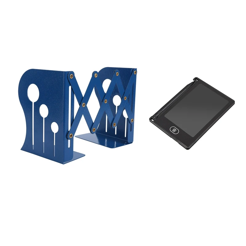 

1 Pcs Bookends Iron Adjustable Books Holder Stand & 1 Pcs Image Tablet 4.4Inch LCD Writing Tablet Electronic Writing Pad