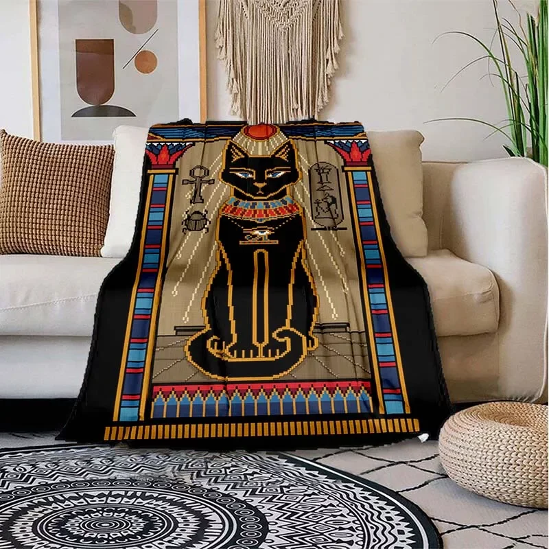 

NEW2023 Egyptian God themed throw blanket Cat Super Soft Creative Sheep eagle Single Flannel Warm Bedding Blanket Dropshipping