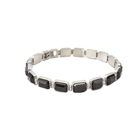 high quality black color glass tennis bracelet for women bijoux hot selling 316l stainless steel men jewelry korean accessories