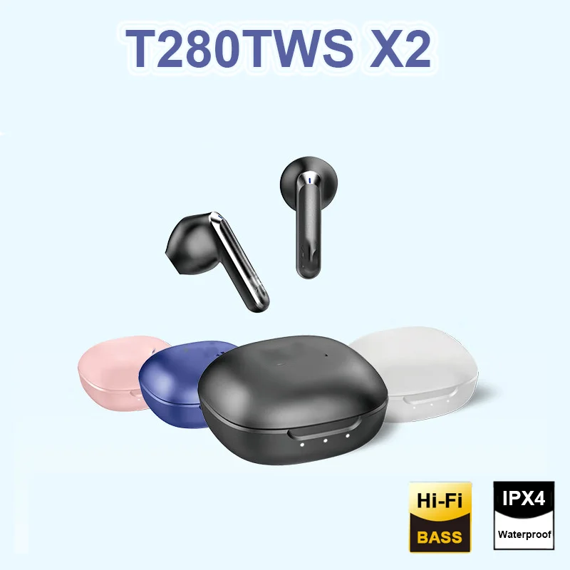 

T280TWS X2 Bluetooth Earphones 24 hours Play Time Wireless Headphone Fone Stereo Headset with Mic Sports IPX4 Waterproof Earbuds