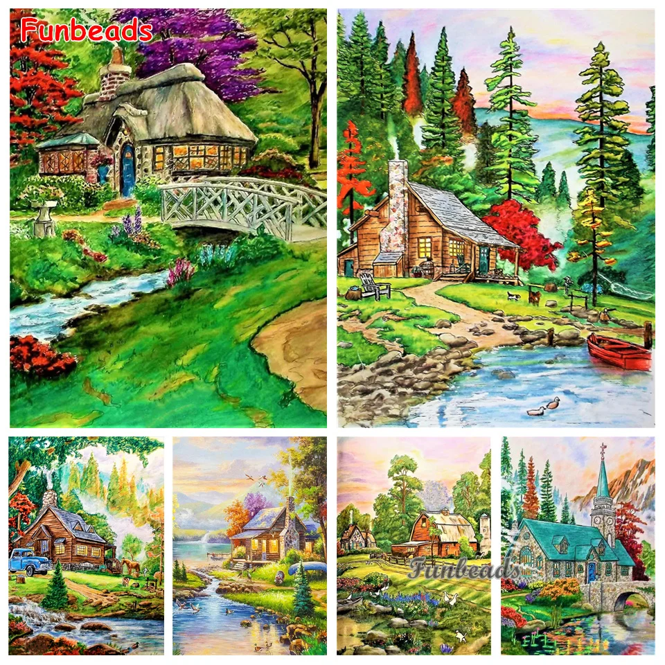 Полноразмерная/круглая алмазная живопись, дом, ландшафт, домашний декор, вышивка, мозаика, дерево, стикер на стены с пейзажем GG200 Полноразмерная/круглая алмазная живопись, дом, ландшафт, домашний декор, вышивка, мозаика, дерево, стикер на стены с пейзажем GG200