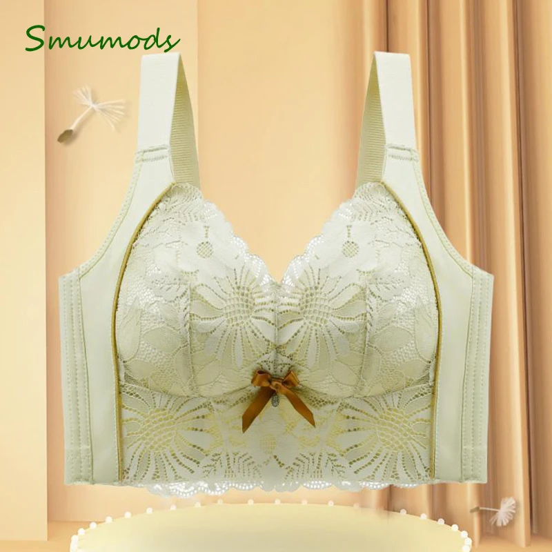 High Quality Plus Large Bra Modal Cotton No Steel Ring Lace Bra Sexy Gathered Together with Adjustable Large Size Underwear