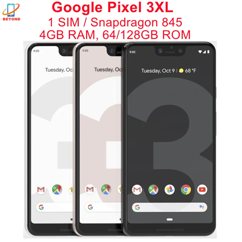 

Google Pixel 3XL XL3 Pixel3XL 6.3" 4GB RAM 64G/128G ROM NFC Octa Core Snapdragon Original Unlocked 4G LTE Cell Phone