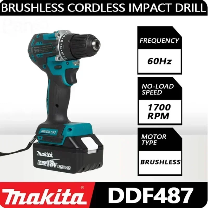 Makita DDF487 Отвертка Аккумуляторная ударная дрель 18 В Электрический бесщеточный