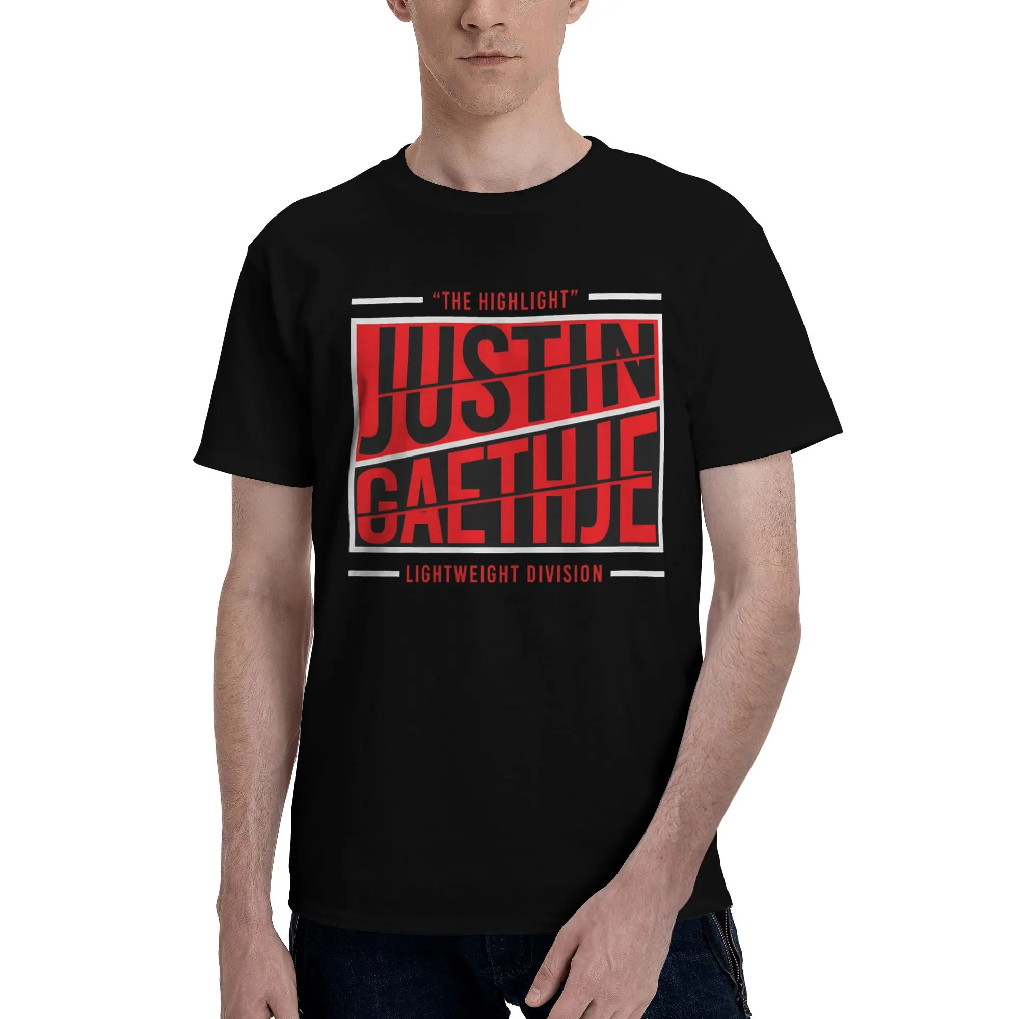 Фото Мужские и женские футболки с графическим принтом Justin Gaethje The Highlight, хлопковые футболки, одежда №2