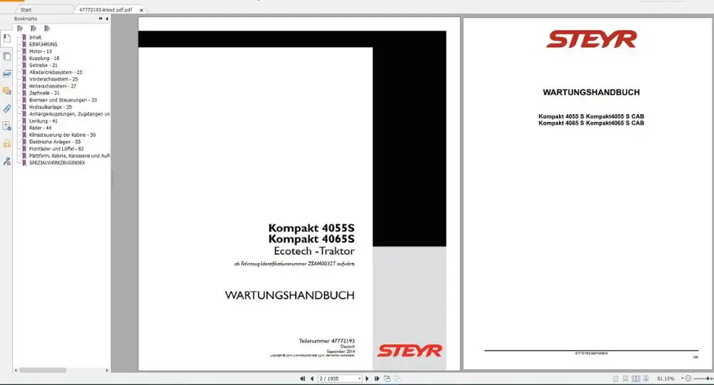 

Steyr Agricultural Tractor German Tractor Service Manual 2020 PDF DVD