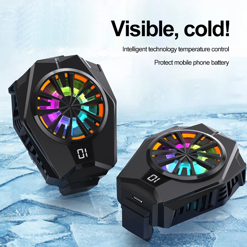 

Cooling Artifact Phone Cooling Fan With Temperature Digital Display Game Cooler Mobile Phone Radiator Silent Glare