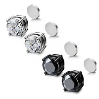 1pcs diamond fake piercing stud earrings for men women round magnet earrings without piercing 2022 fashion jewelry