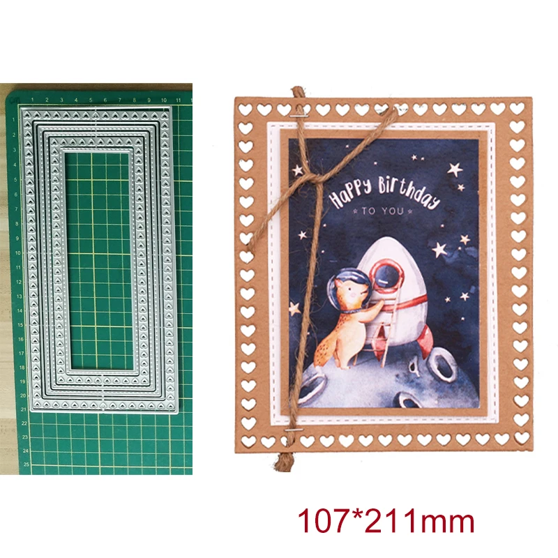 

Slimline Hearts Card Shape Metal Cutting Dies DIY Scrapbooking Embossing Paper Photo Frame Stamps Crafts Template Mould Stencils