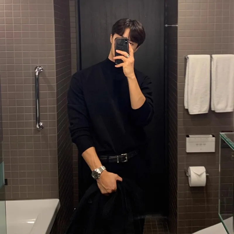 [OIMG] Осенне-зимний корейский модный однотонный универсальный вязаный свитер с