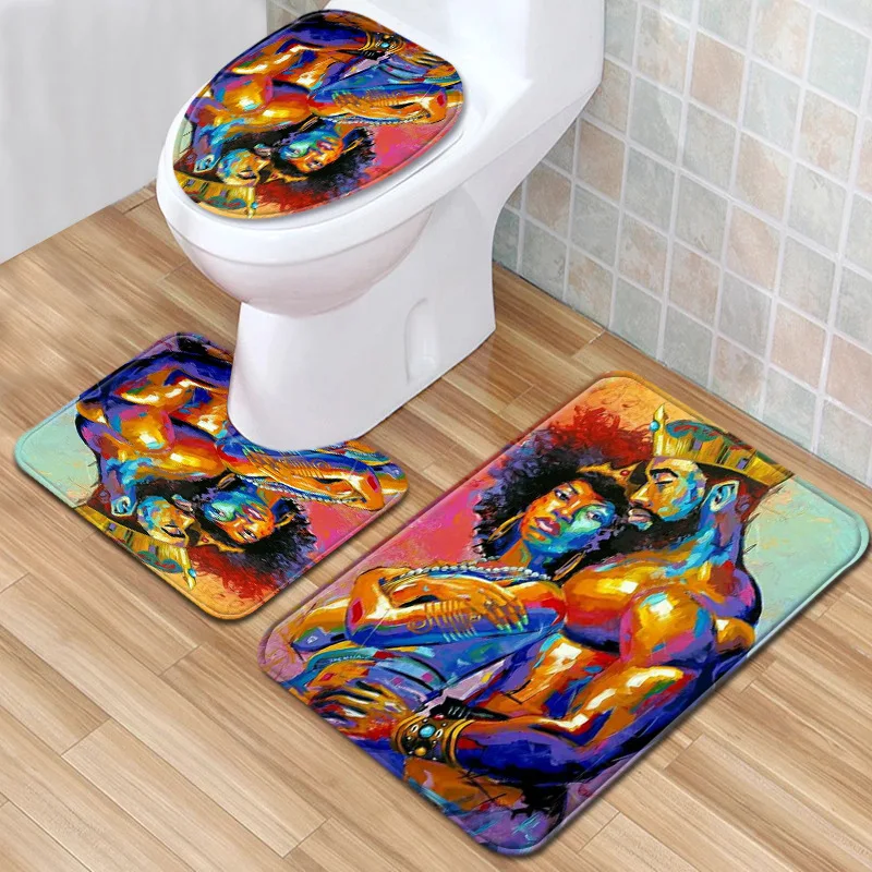 

Африканский женский унитаз из трех предметов, напольный коврик для ванной, набор из 3 предметов, коврик для двери