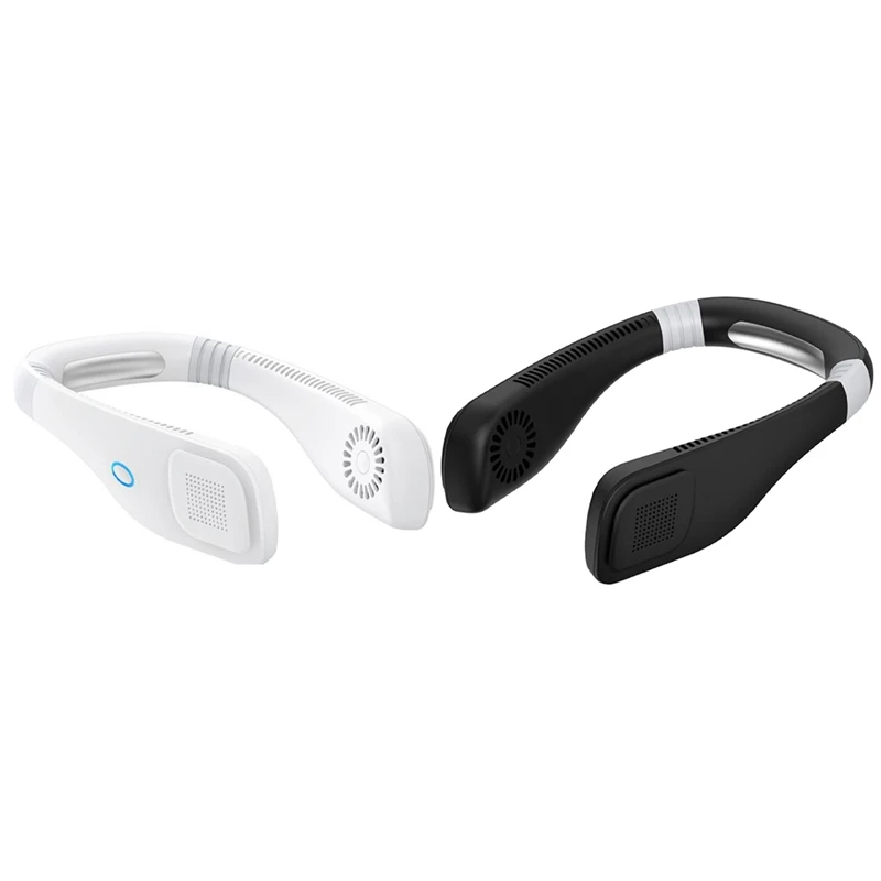 

2 Set Mini USB Portable Neck Fan With Rechargeable Battery Fan Pocket Cooler Air Conditioner White & Black