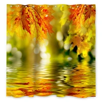 autumn maple leaves shower curtain set home bathtub decor waterproof polyester cloth natural scenery bathroom curtains