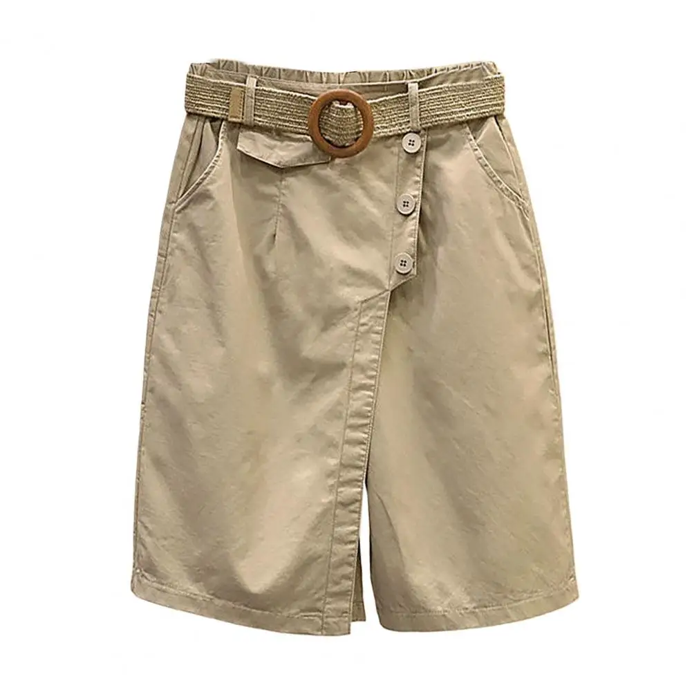 

Pants Skirt for Women Shorts 2023 Summer Y2K Crop Patchwork Shorts Skirt Elastic Waist Knee Length with Belt Wide Leg Shorts