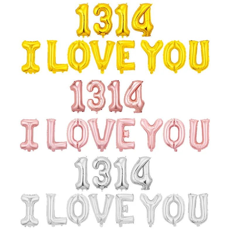 

CHEEREVEAL 16 Inch I LOVEYOU 1314 Letter Number Foil Balloon Set for Wedding Room Valentine's Day Decoration Supplies Girls Gift