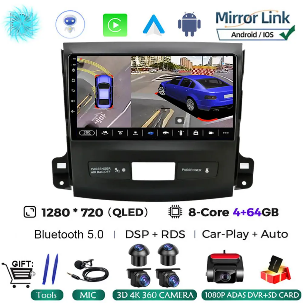 

9 "Android 15 автомобильный радиоприемник мультимедийный плеер для Mitsubishi Outlander Xl 2 2005-2012 для Citroen C-Crosser 2007-2013 без 2din