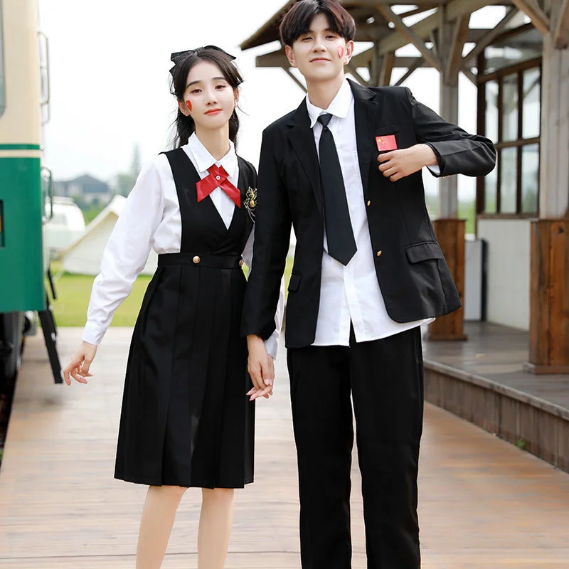 

Middle skirt School Student Class Uniform Autumn Set Student English Academy Style Junior High School Student School Uniform