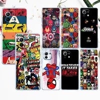 marvel avengers cute logo for xiaomi mi 12 12x 11 11t 11i 10t 10 pro lite ultra 5g 9t 9se a3 transparent soft tpu phone case